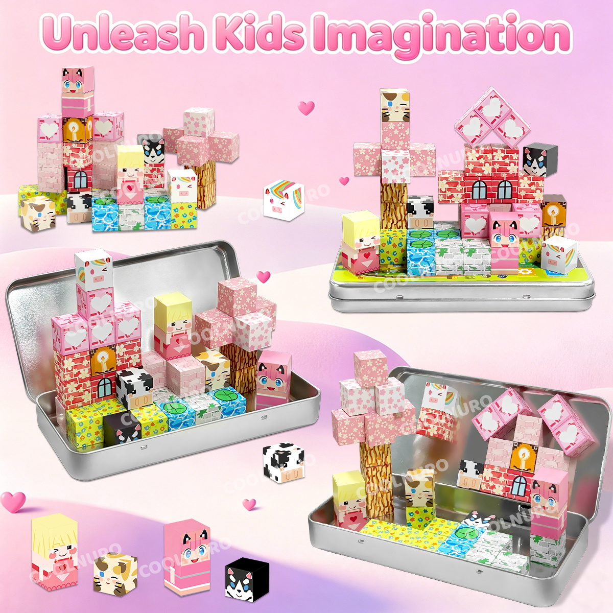 Children Travel Magnetic Toys, DIY Stacking Blocks